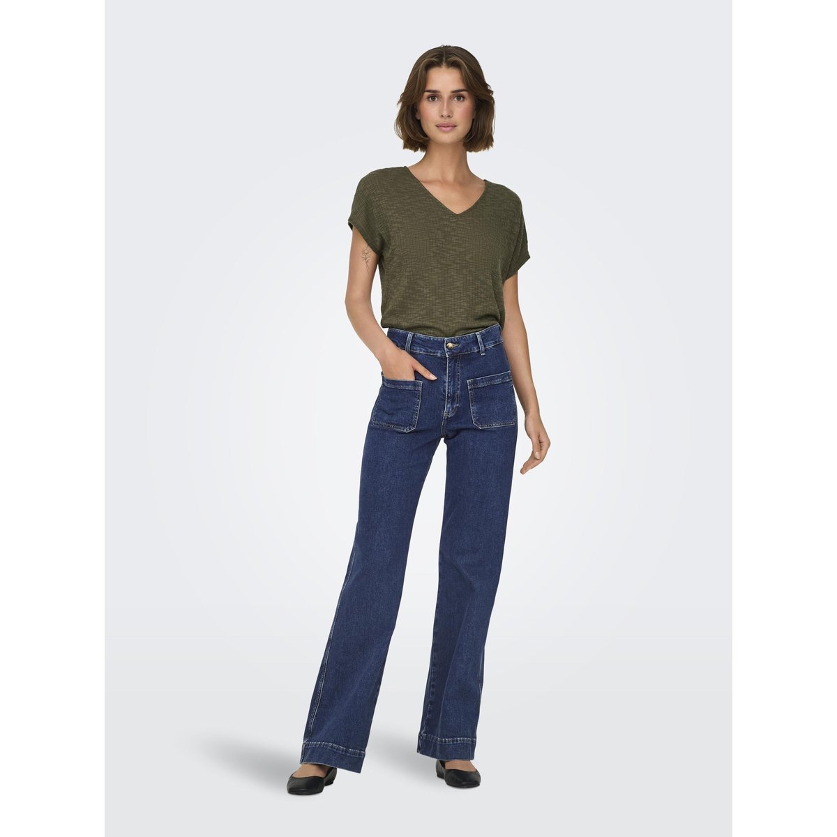 Jean À Jambe Large dark blue denim, ONLY