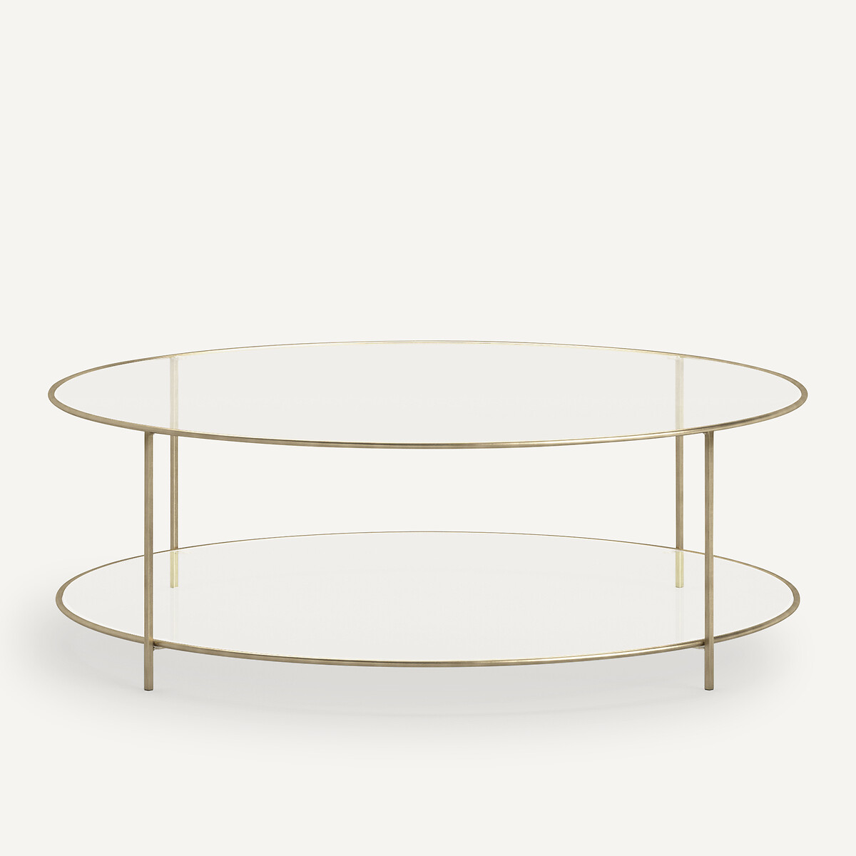 Table basse ronde verre trempé, Sybil laiton vieilli, AM.PM