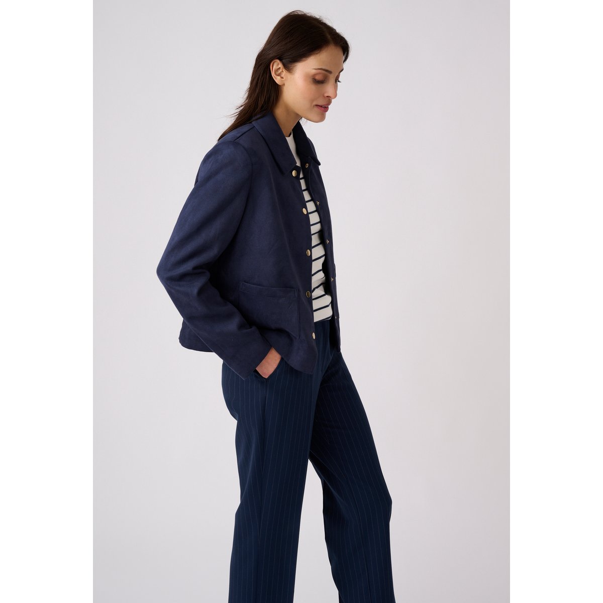Veste suédine bleu marine, DAMART