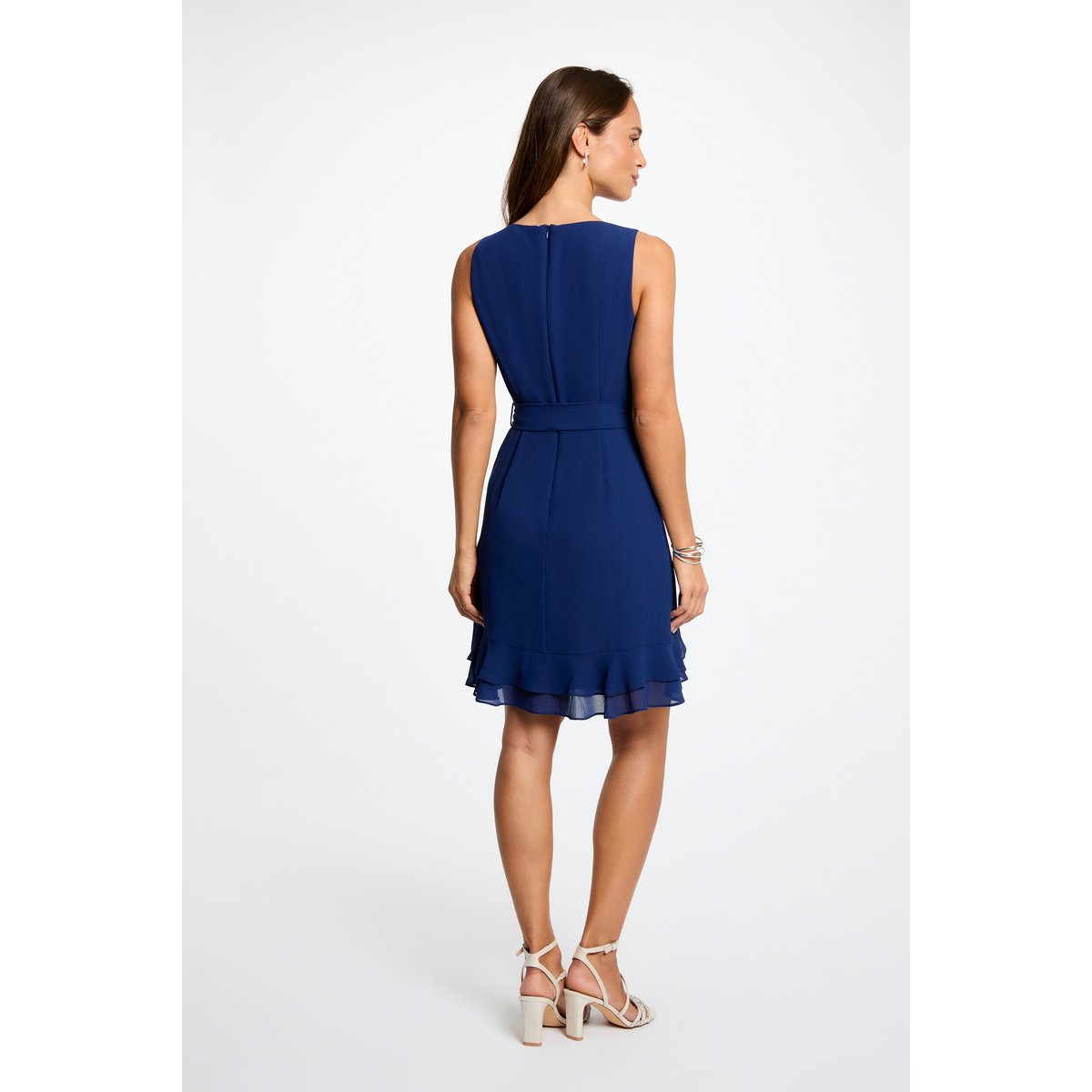 Robe courte portefeuille bleu marine, MORGAN