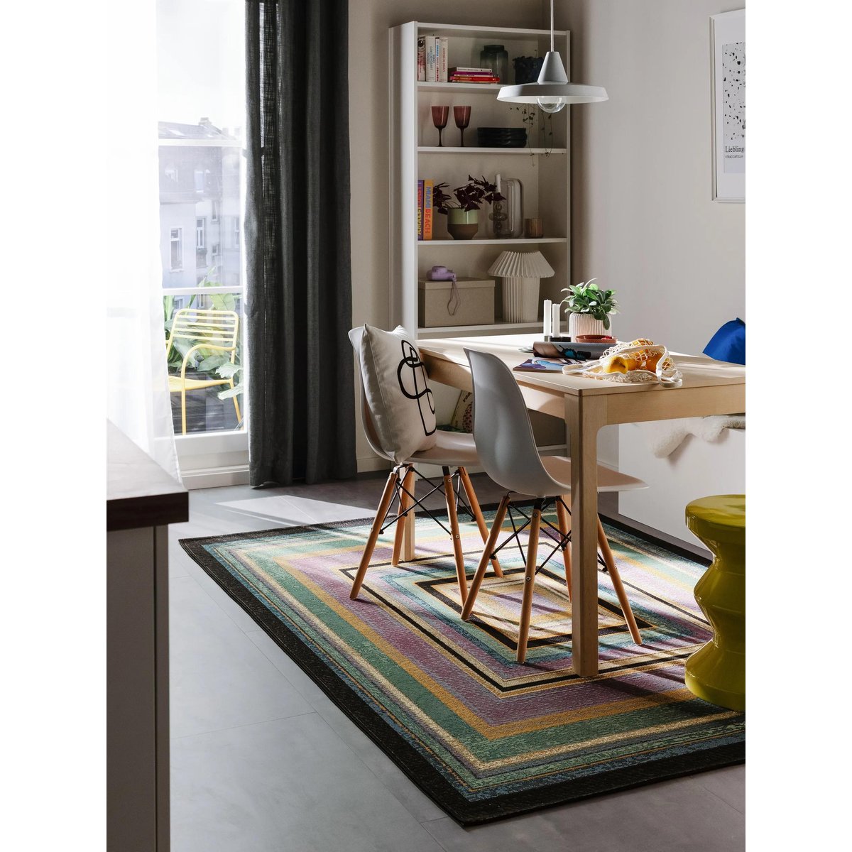 Tapis d'extérieur & intérieur RIA multicouleur/bleu, BENUTA
