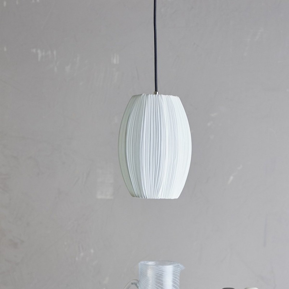 Lampe suspension tissu texturé  Pica blanc, BLOOMINGVILLE