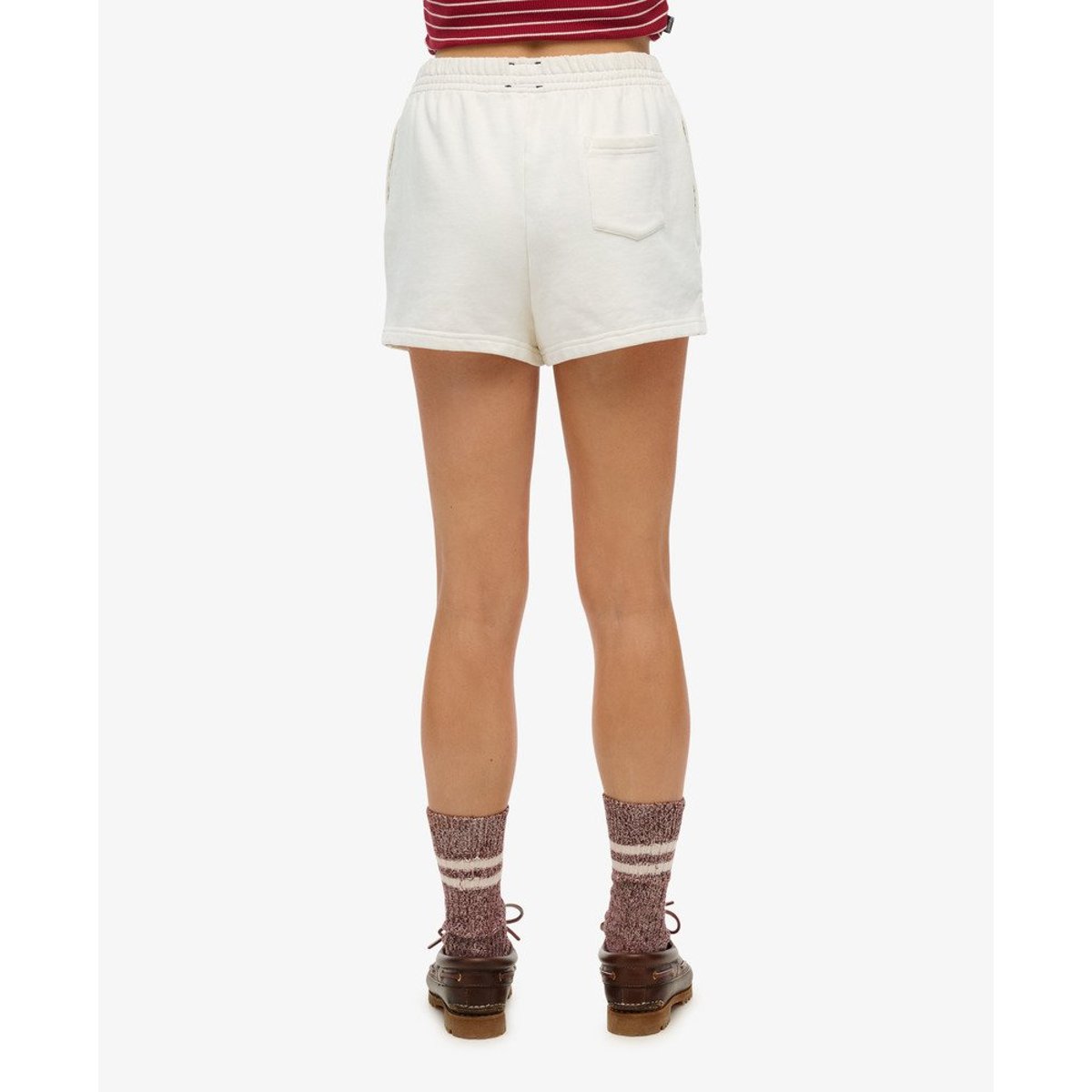 Short brodé ton sur ton Athletic Essentials blanc cassé os du désert, SUPERDRY