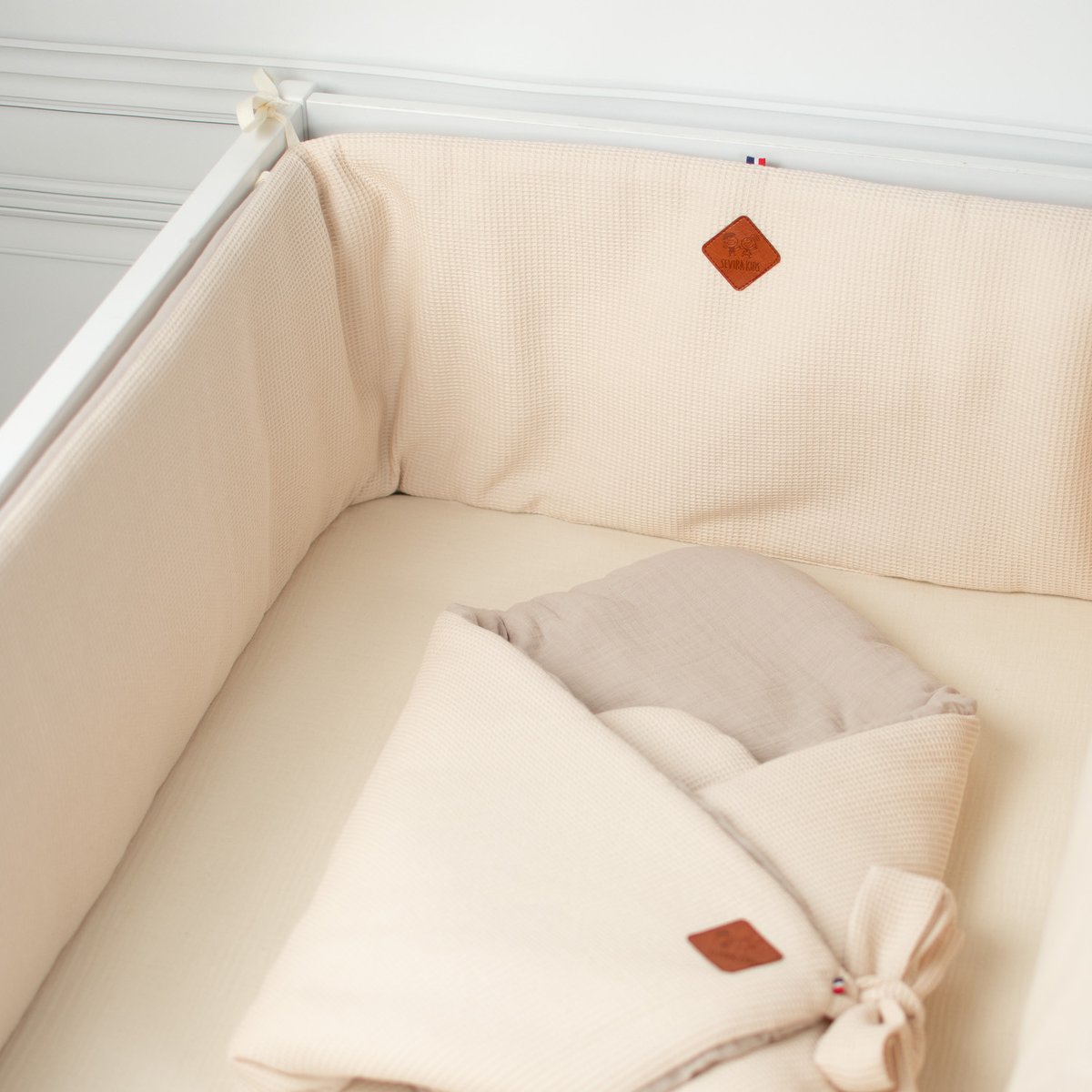Tour de lit universel en gaze de coton LUNA beige, SEVIRA KIDS