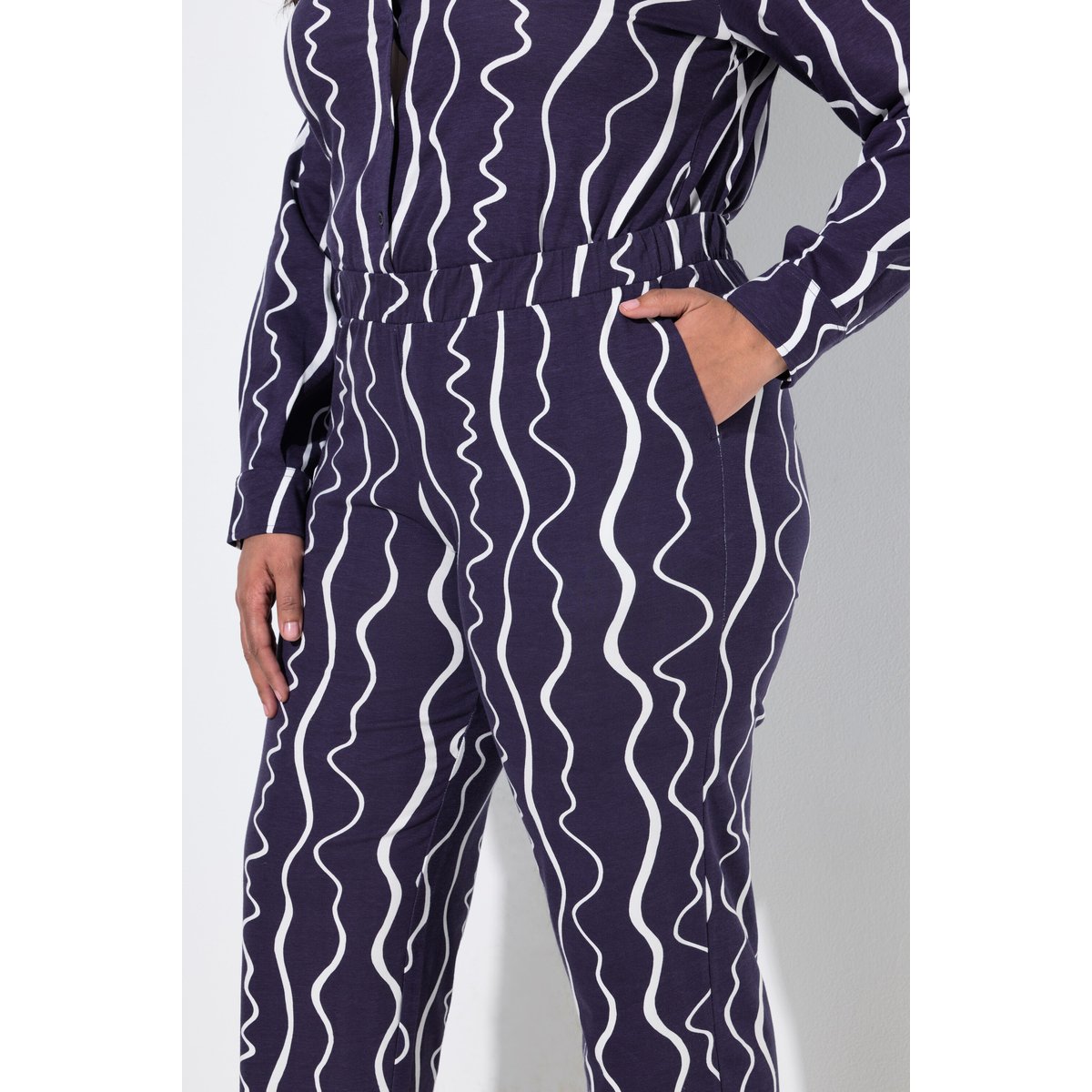 Pantalon en jersey prune foncé, ULLA POPKEN