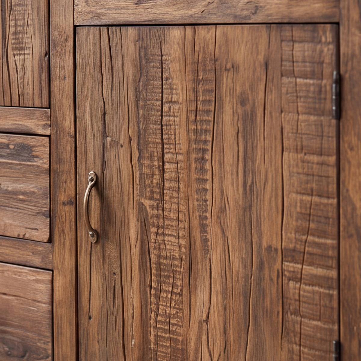 Petite armoire en bois recyclé INDRA bois foncé, MADE IN MEUBLES