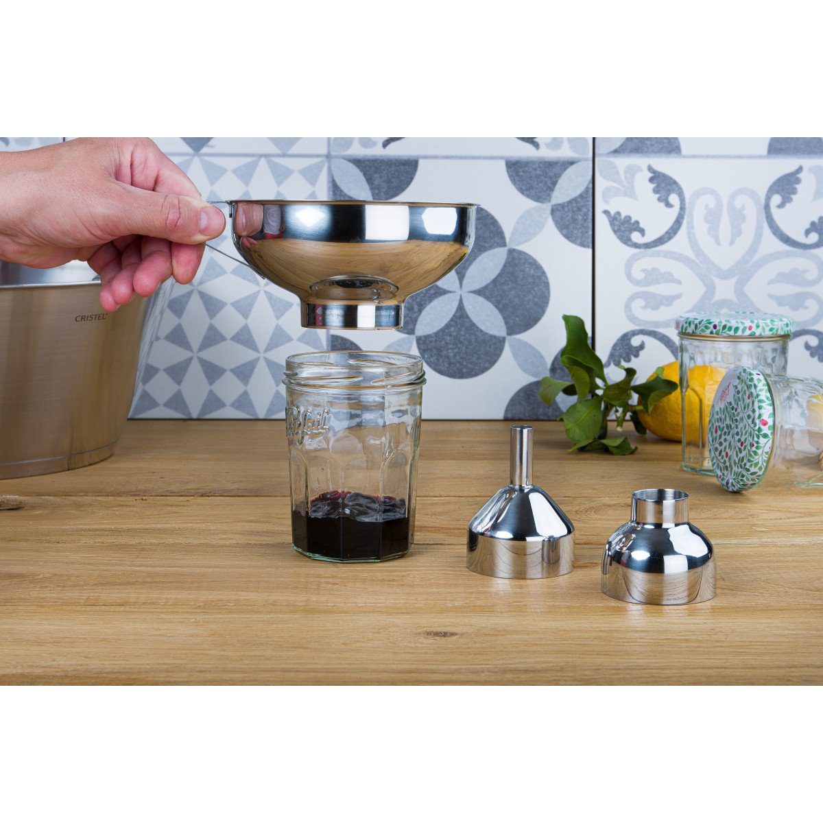 Set d'entonnoirs en inox pour confitures COMPLÉMENTS inox, CRISTEL