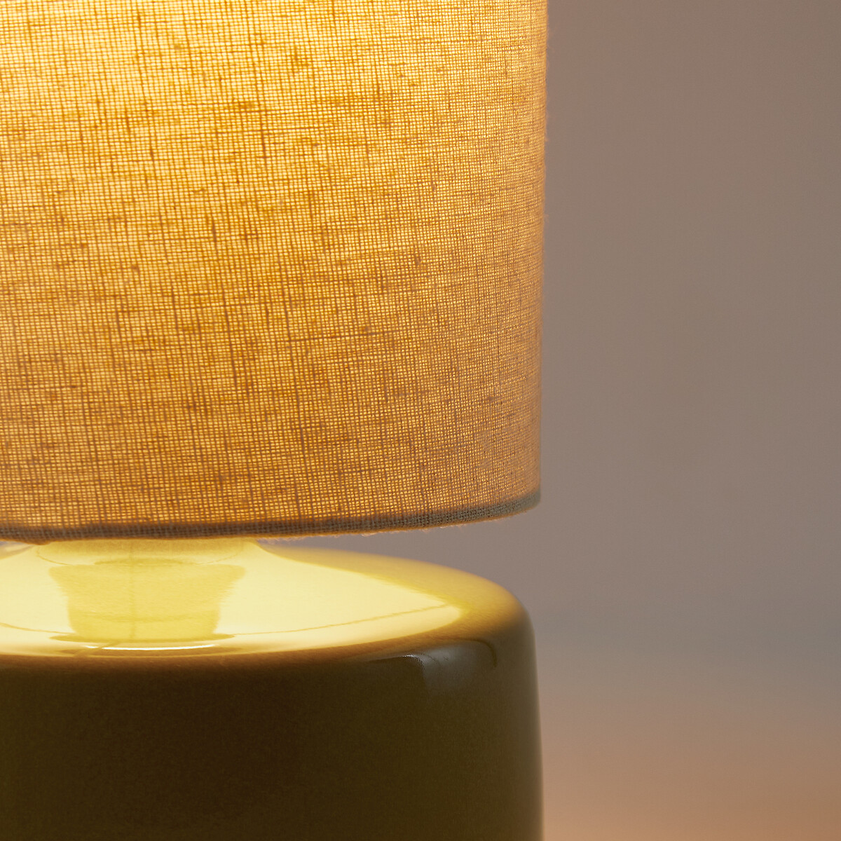 Lampe à poser, en céramique et lin, hauteur 35 cm, AMAGA vert, LA REDOUTE INTERIEURS