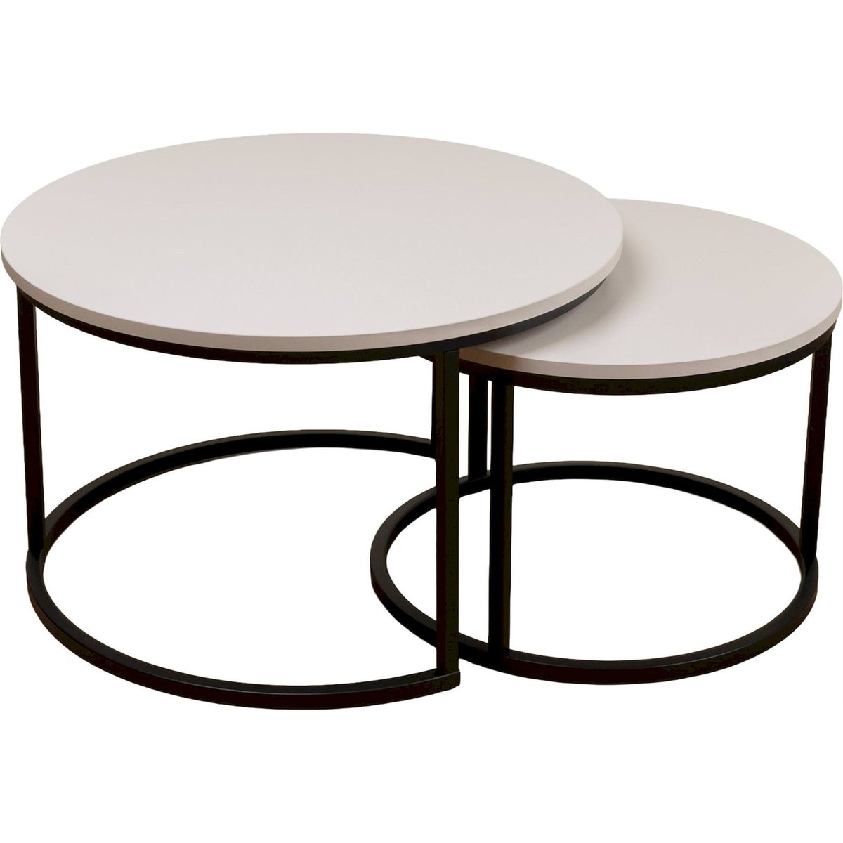 Duo de tables basses gigognes en métal COMPLLE cachemire, RECOLLECTION