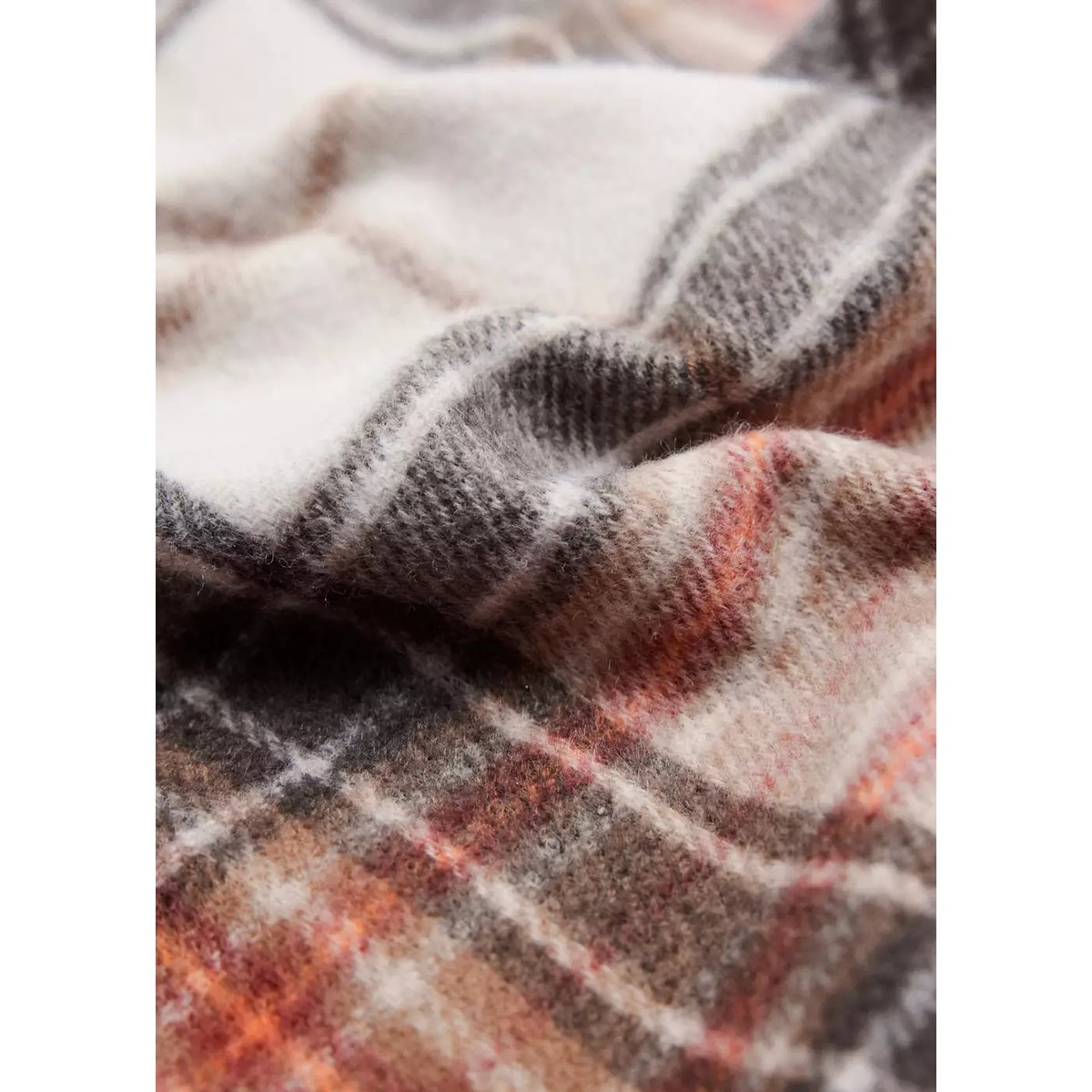 Foulard à carreaux et franges sable, MANGO