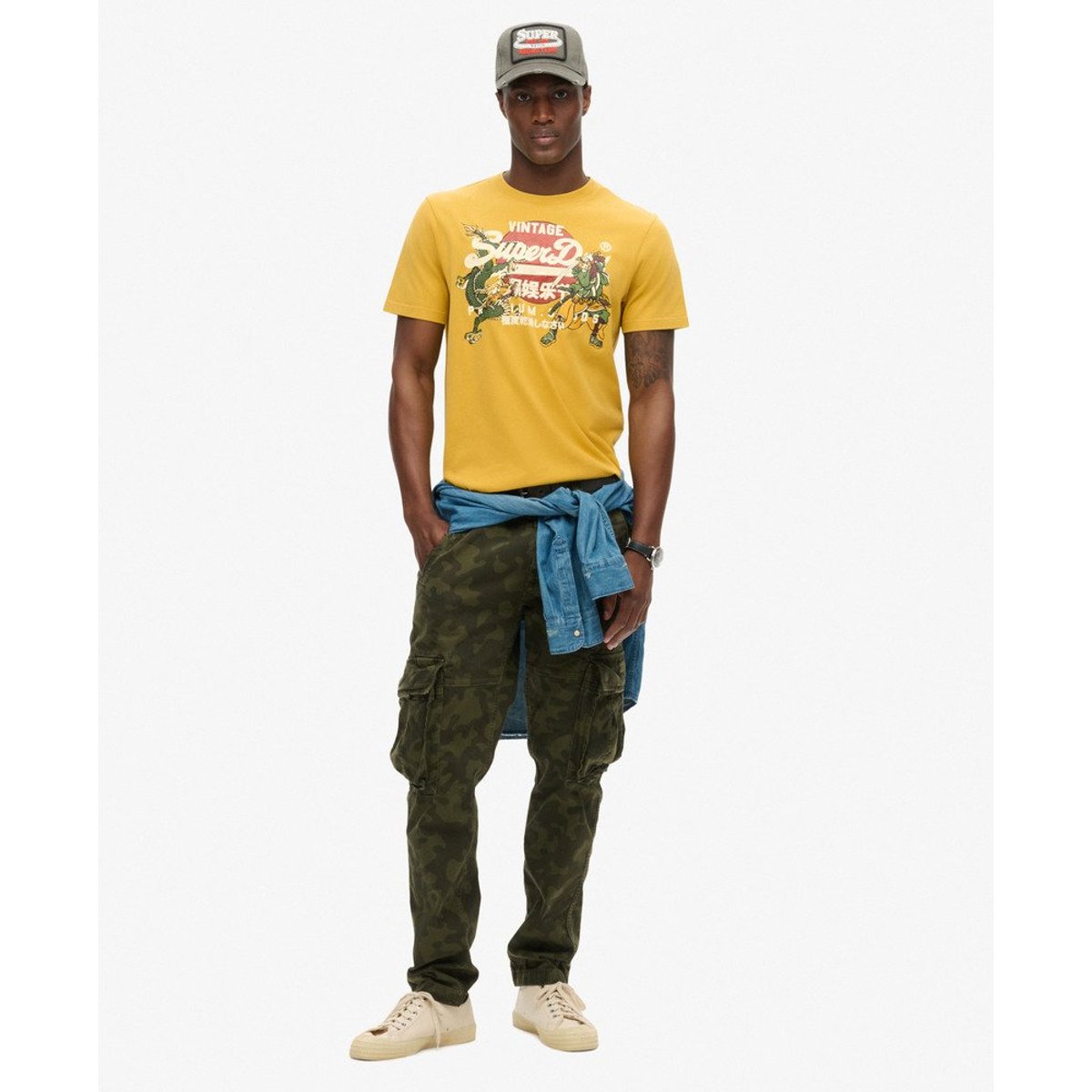 T-shirt à motif Tokyo jaune pétrole, SUPERDRY