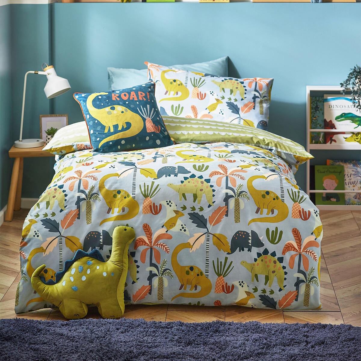 Little Dinos Duvet Cover and Pillowcase Set green, LITTLE FURN