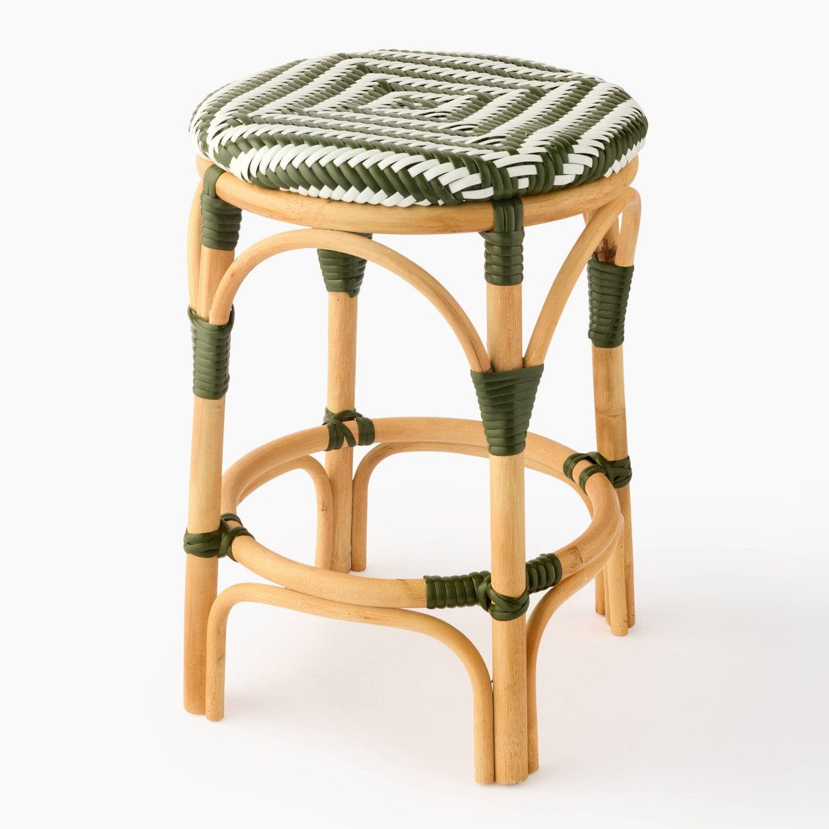 Tabouret bistrot, 42xH47cm, en rotin et plastique triton, MONOPRIX