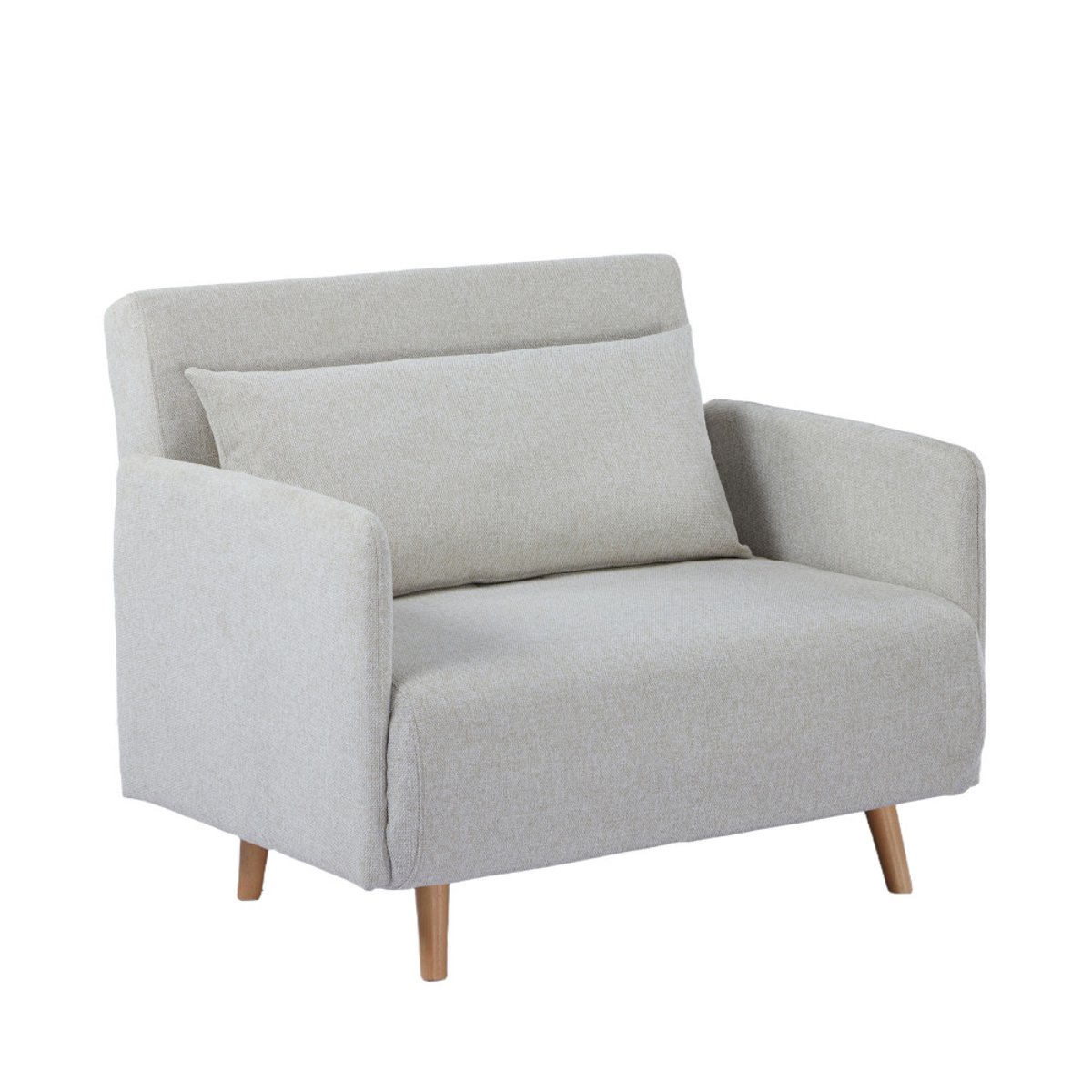 Fauteuil convertible en tissu pieds bois clair- BELUSHI beige, DRAWER