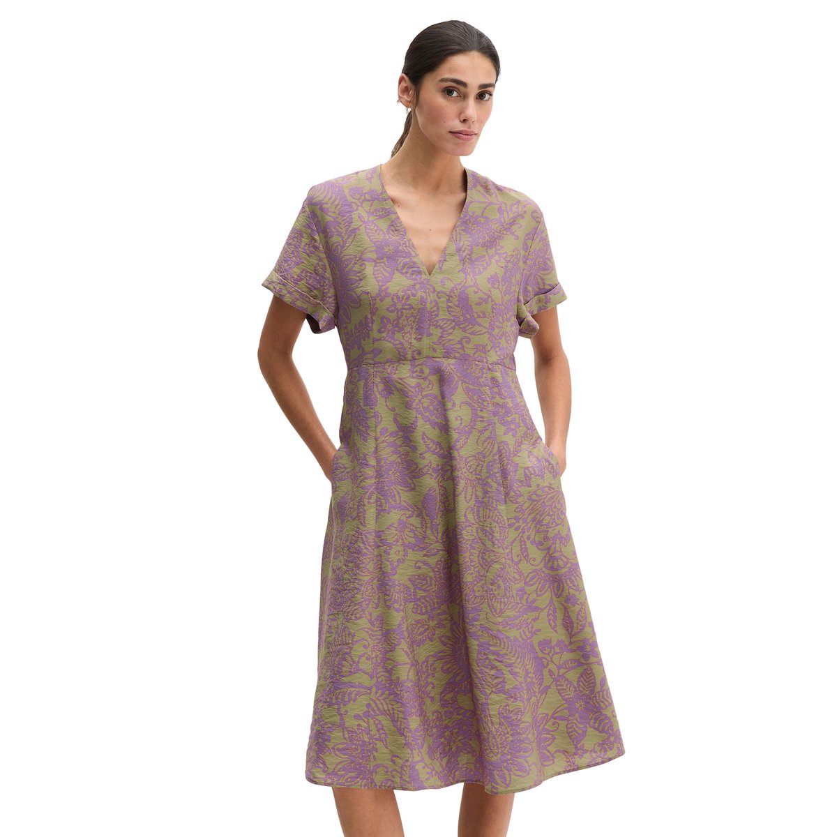 Robe crinkle shaped en mélange de viscose imprimée rose, MARC O'POLO