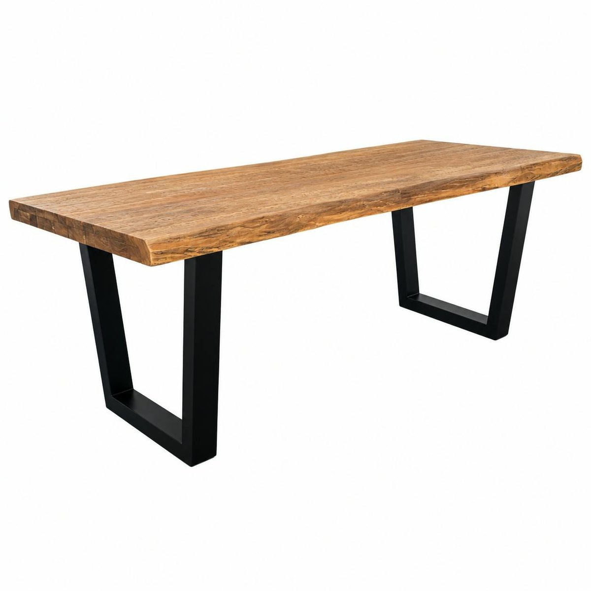 Table à manger bois de teck recyclé, pieds en U 200 cm TIMOR bois naturel, PIER IMPORT