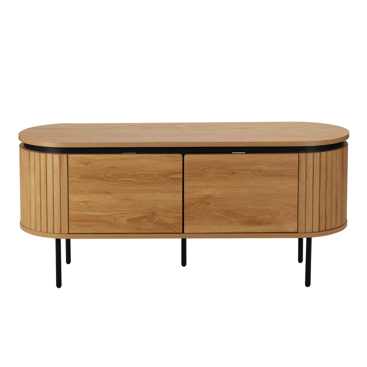 Meuble TV 120 cm en mélaminé, HEMERA bois clair, OVIALA