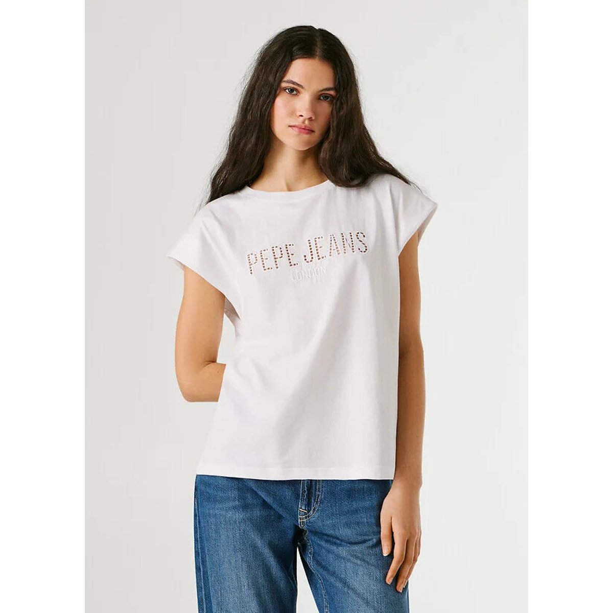 T-shirt senza maniche con logo bianco, PEPE JEANS