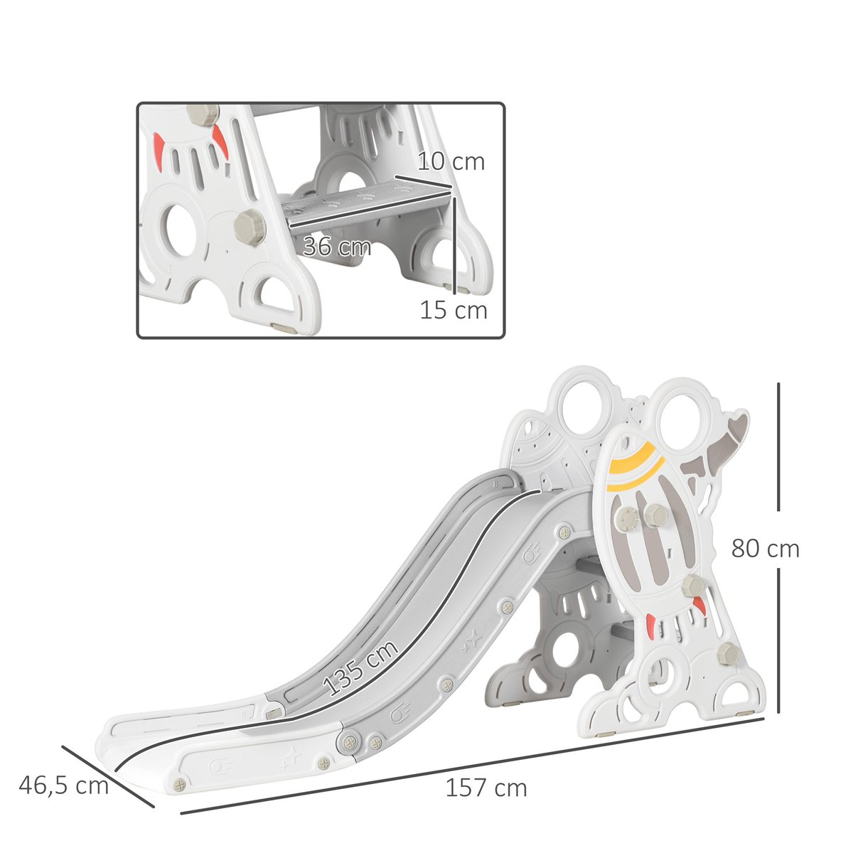 Toboggan pour enfants Plastique Gris gris, blanc, AIYAPLAY