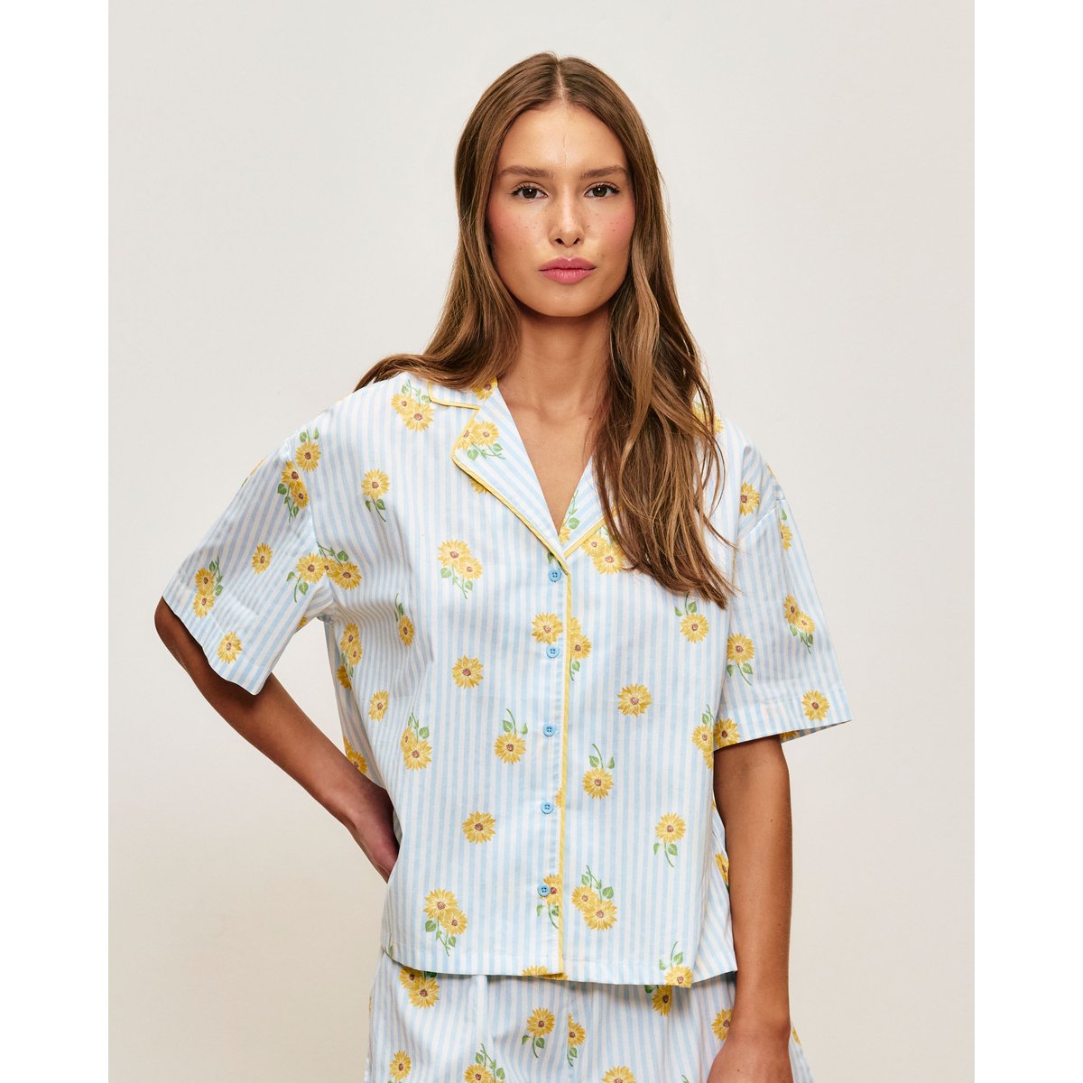 Chemise en coton imprimé tournesols SUNFLOWIZ bleu ciel, UNDIZ