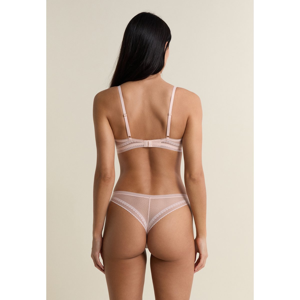 Soutien-gorge triangle sans armatures avec détails en dentelle PURE DREAM rose poudre, ETAM