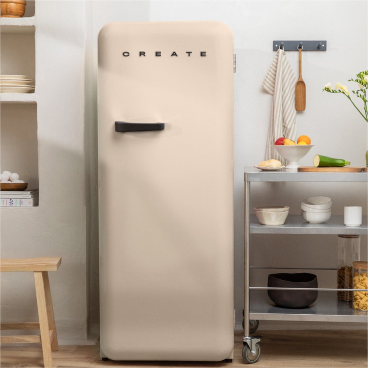Réfrigérateur rétro FRIDGE RETRO 281L sable/noir, CREATE