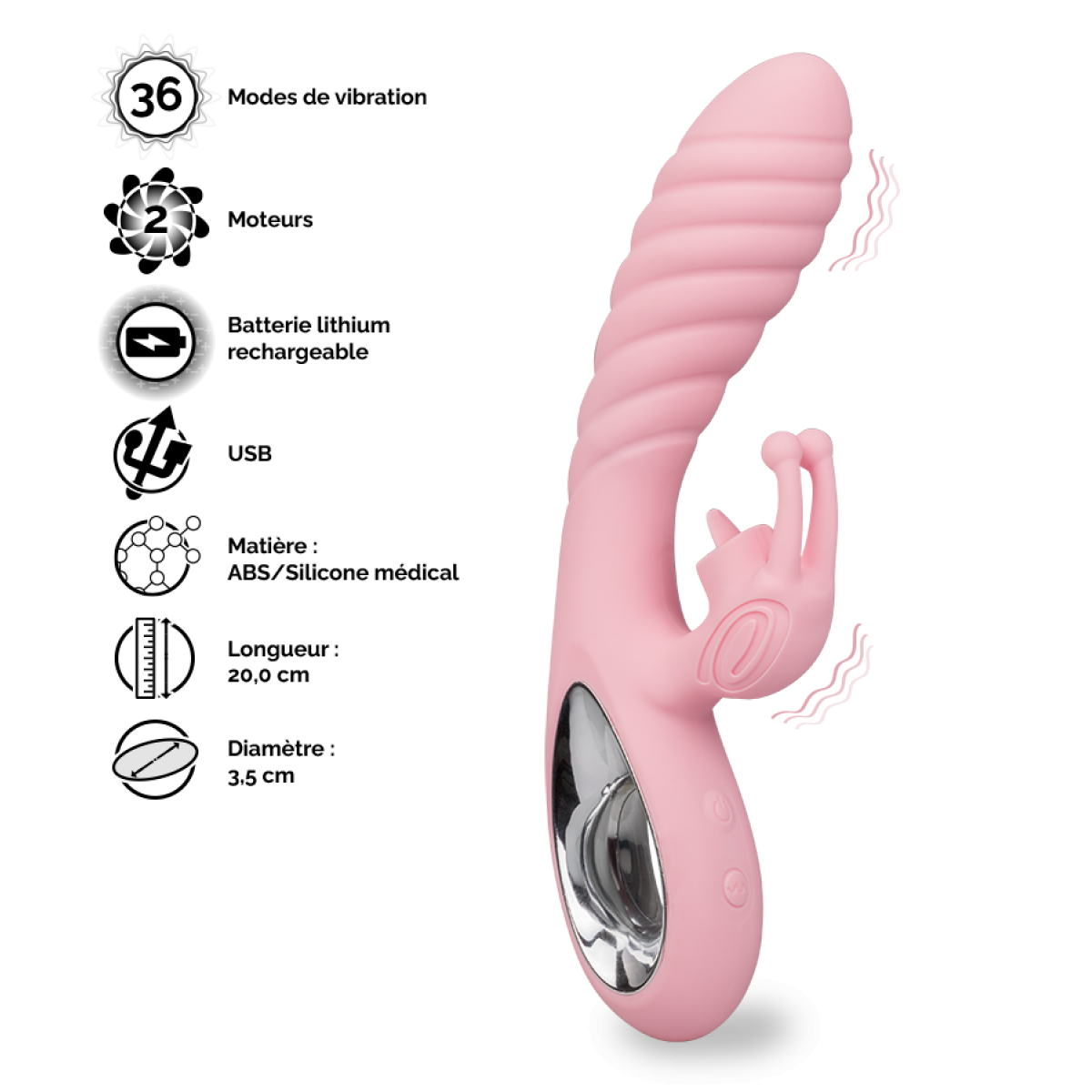 Vibromasseur puissant rabbit Crazy Snail rose, LOVE AND VIBES