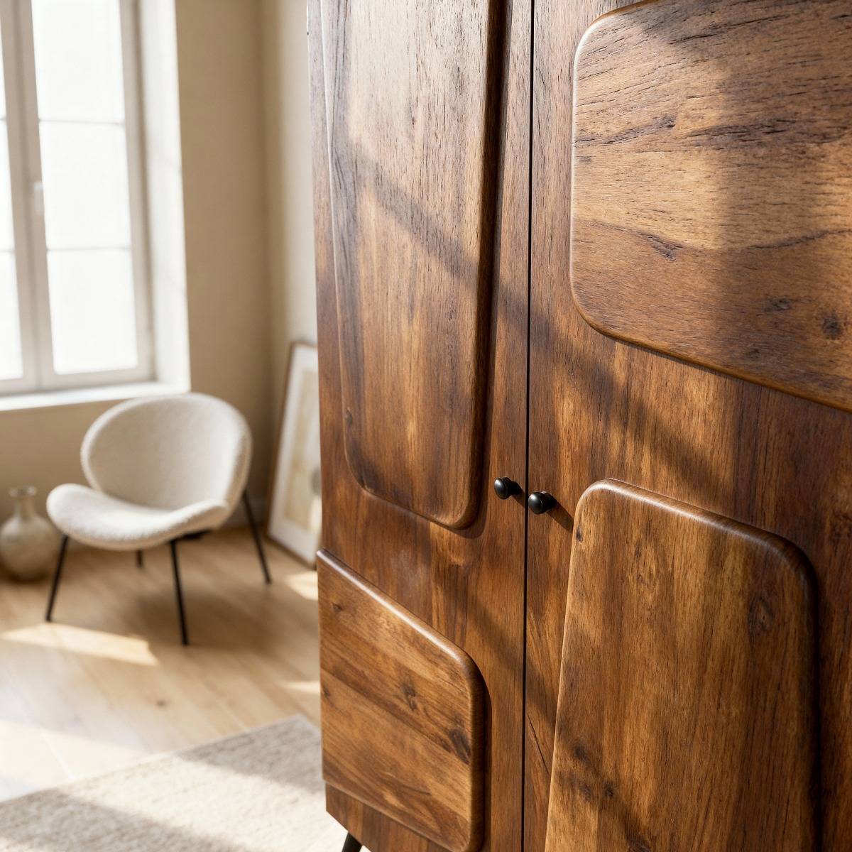 Armoire en bois de manguier GAVIN bois foncé, MADE IN MEUBLES