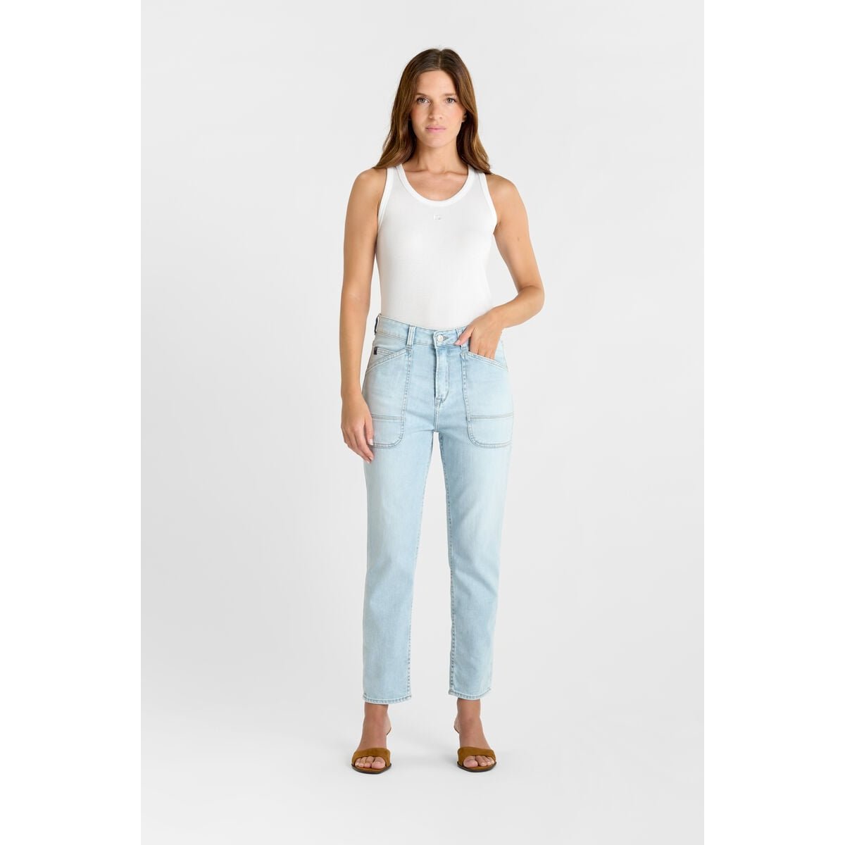 Jeans loose, large 400/60 girlfriend , 7/8ème blue, LE TEMPS DES CERISES