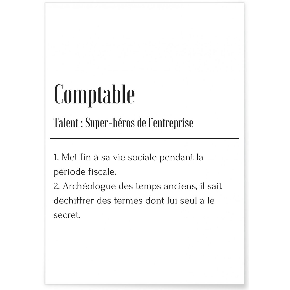 Affiche Définition Comptable blanc, L'AFFICHERIE