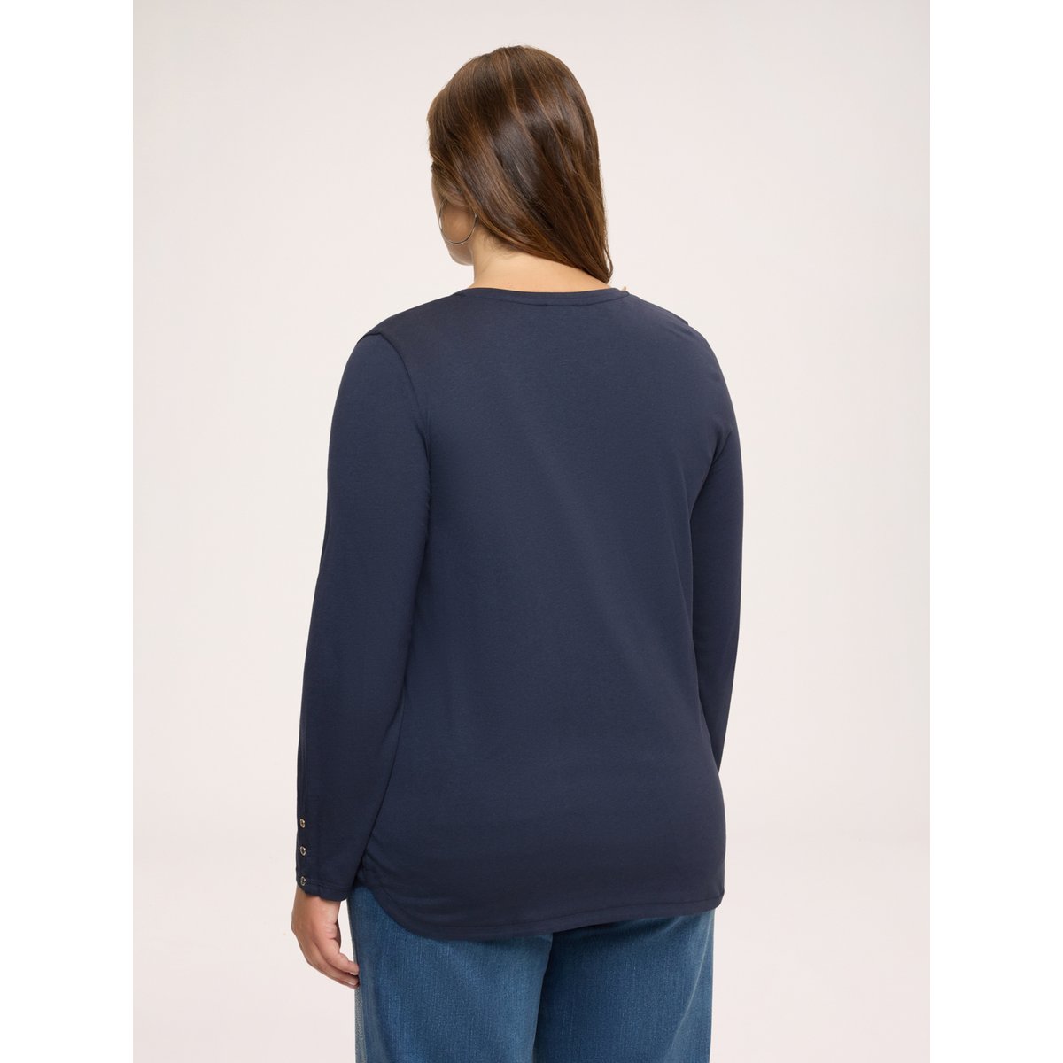 T-shirt avec petits boutons aux poignets bleu, FIORELLA RUBINO