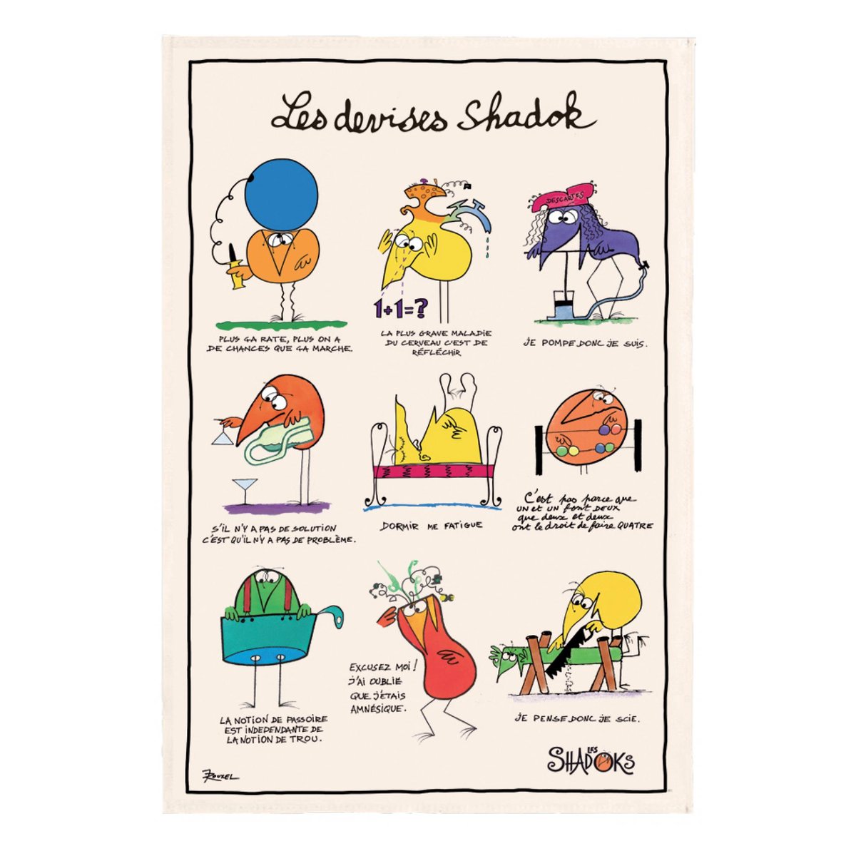 Torchon Shadoks Les devises ecru, WINKLER