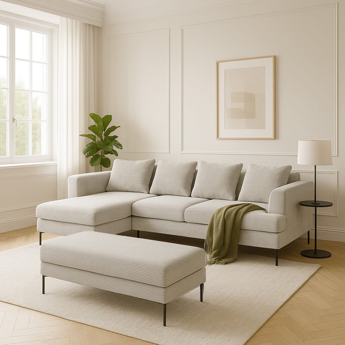 Repose-pieds côtelé, GIANNA gris, KARE DESIGN
