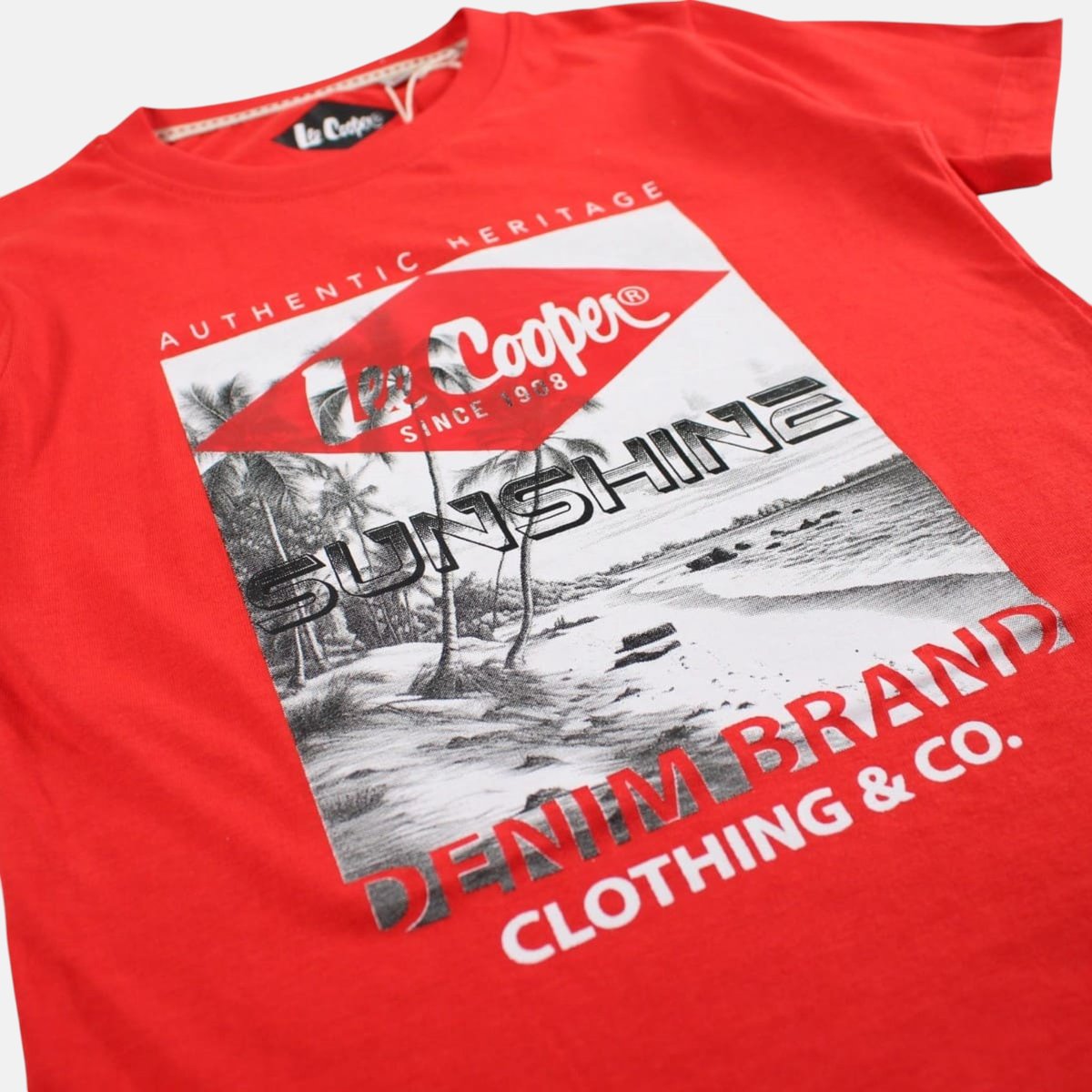 T-shirt manches courtes imprimé, col rond POSTER rouge, LEE COOPER