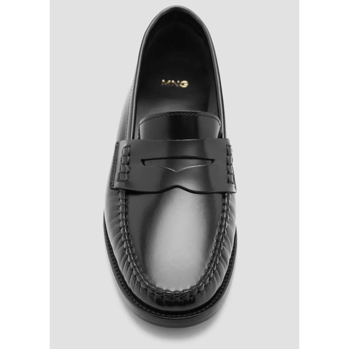 Mocassins cuir froncé noir, MANGO
