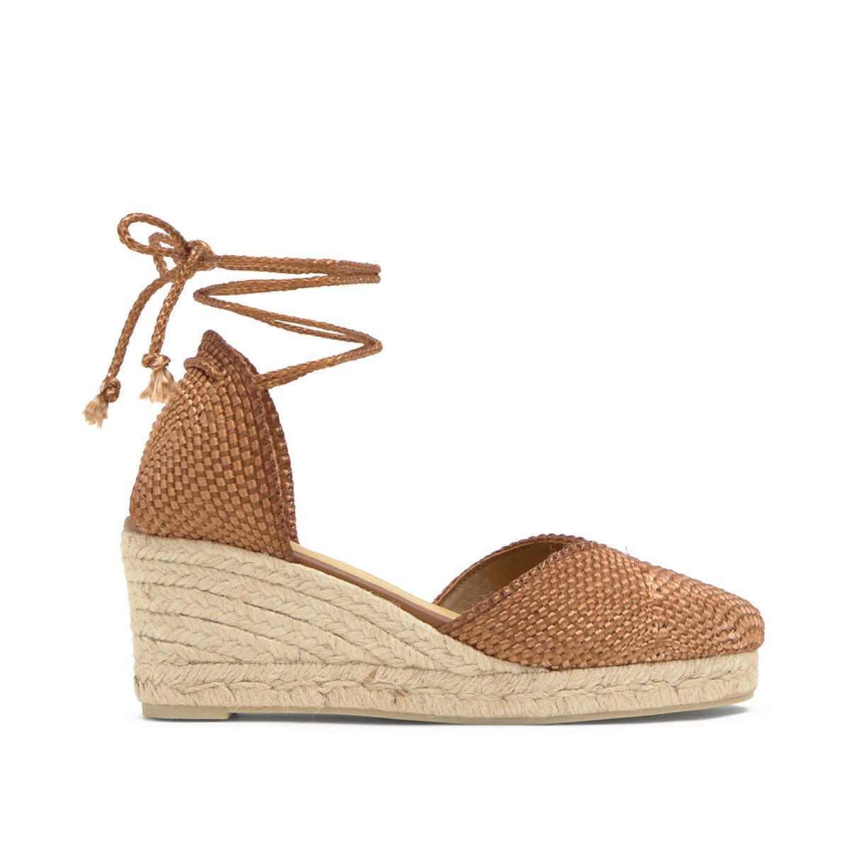 Espadrilles compensées en jute à fils métallisés CORA PLATFORM marron, CASTANER