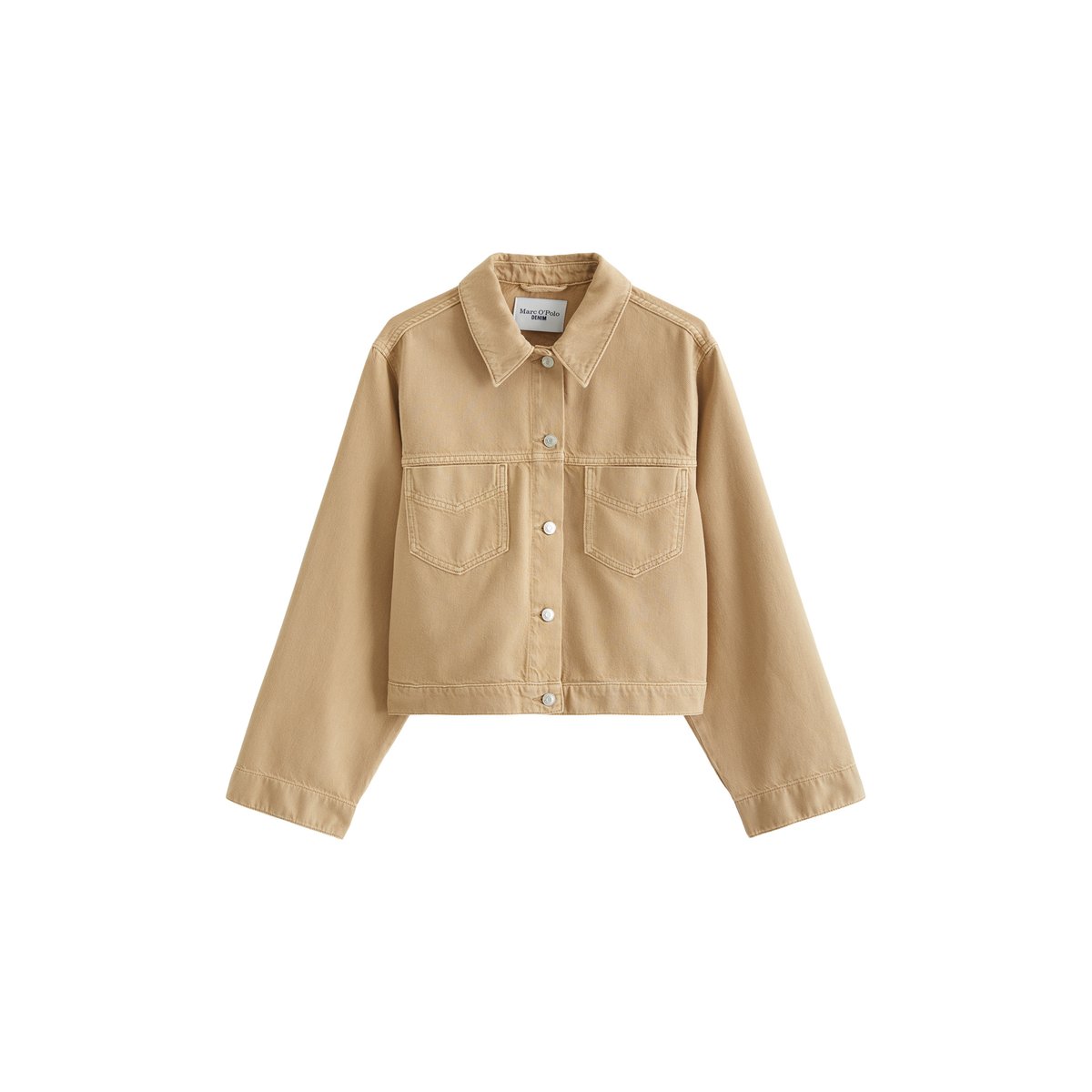 Veste en jean oversize cropped en mélange de coton organique et de lyocell beige, MARC O’POLO DENIM