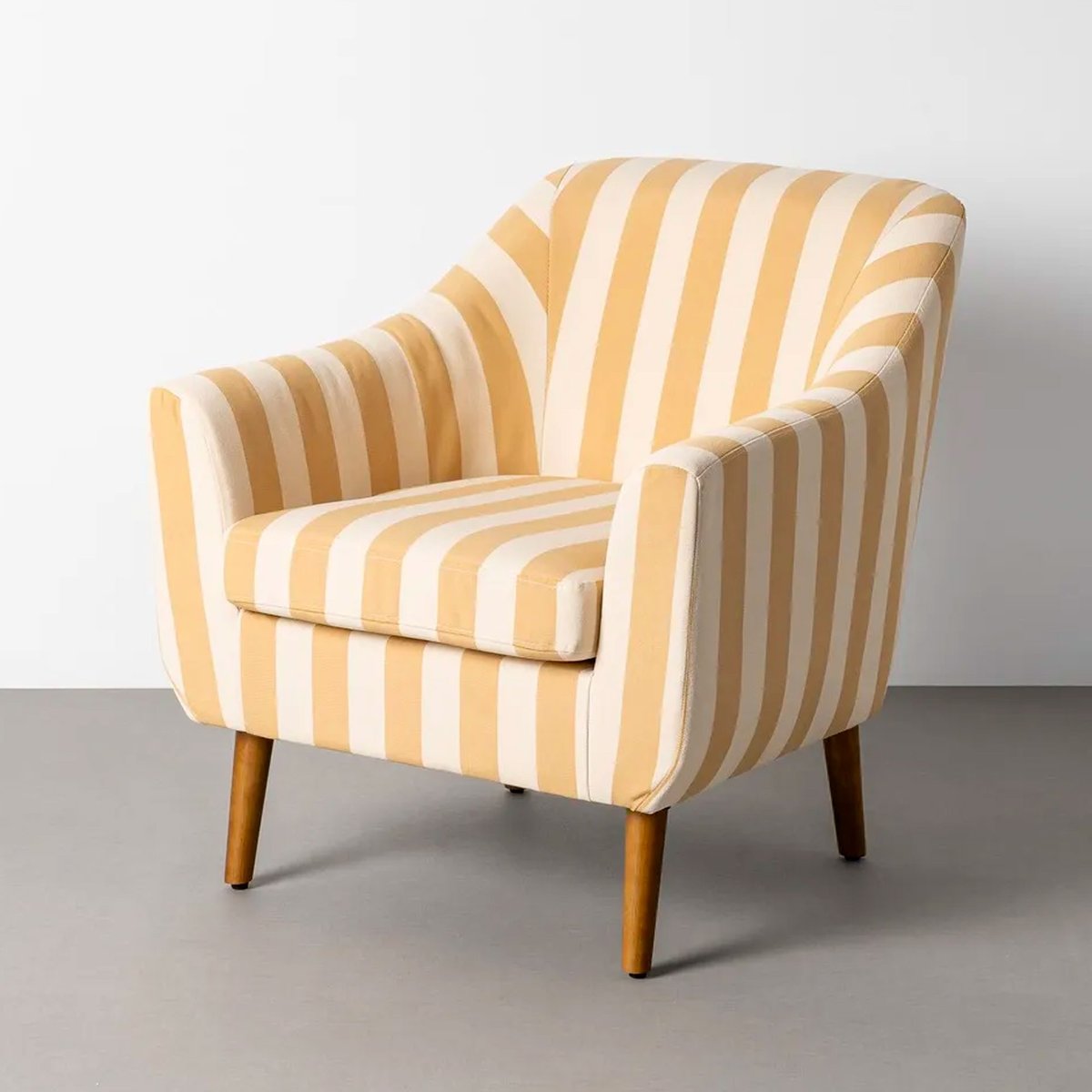 Fauteuil beige rayures jaunes 74x68x76cm jaune, WADIGA