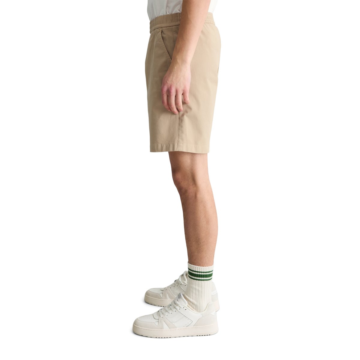 Short de jogging en sergé regular en sergé de coton bio élastique beige, MARC O’POLO DENIM