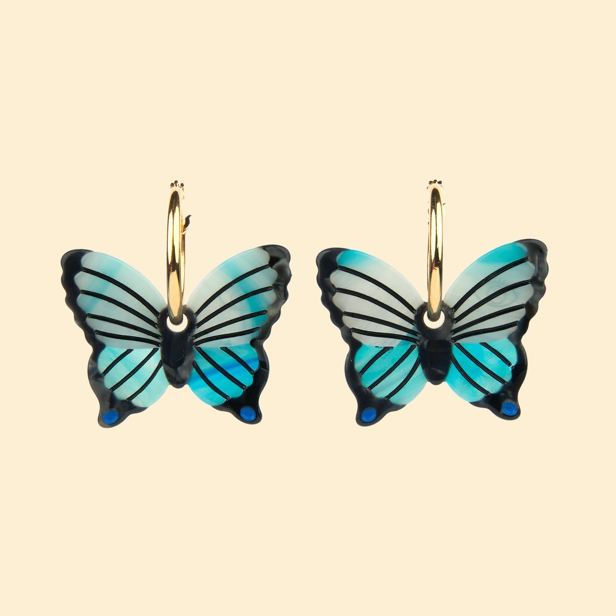 Boucles d'oreilles PAPILLON BLEU bleu, COUCOU SUZETTE