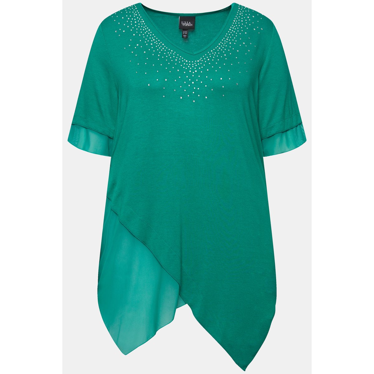 Chemisier asymétrique vert bleu, ULLA POPKEN