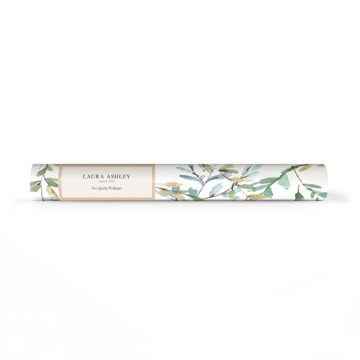 Papier peint Feuillage effet aquarelle Brayton vert, bleuté, ocre, LAURA ASHLEY