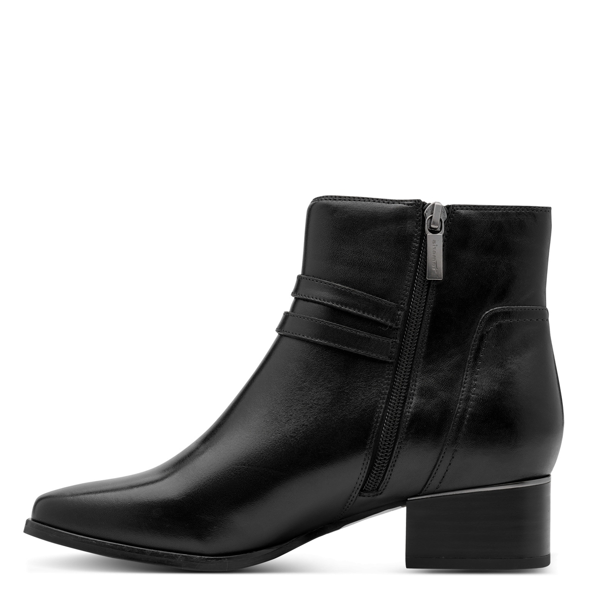 Bottine en cuir noir, TAMARIS