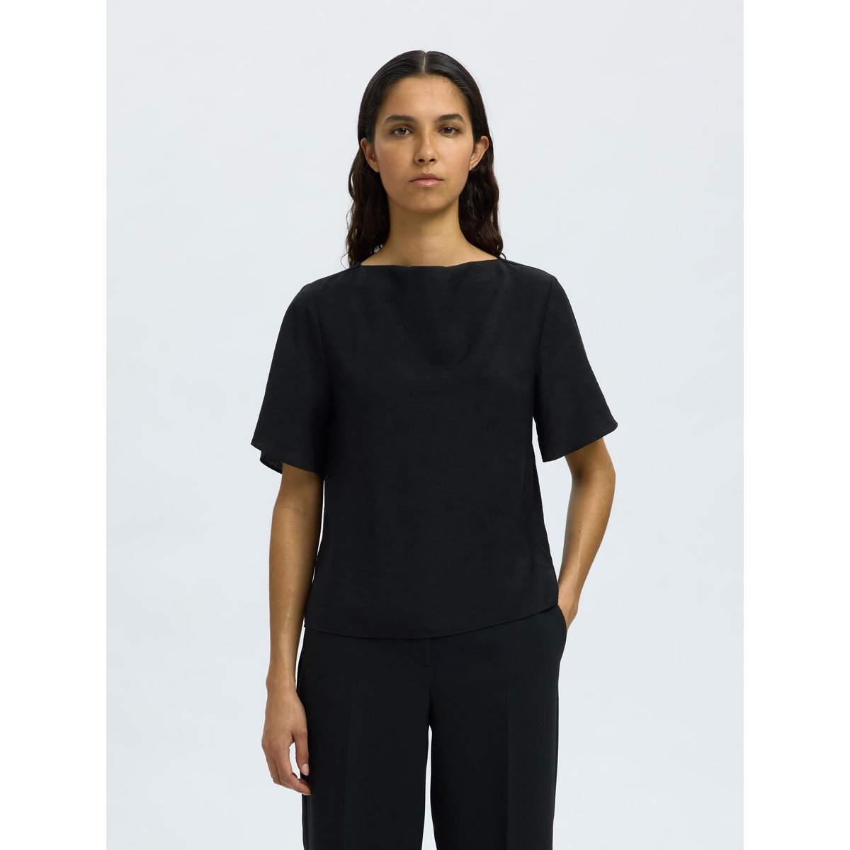 Top À Manches Courtes noir - black, SELECTED
