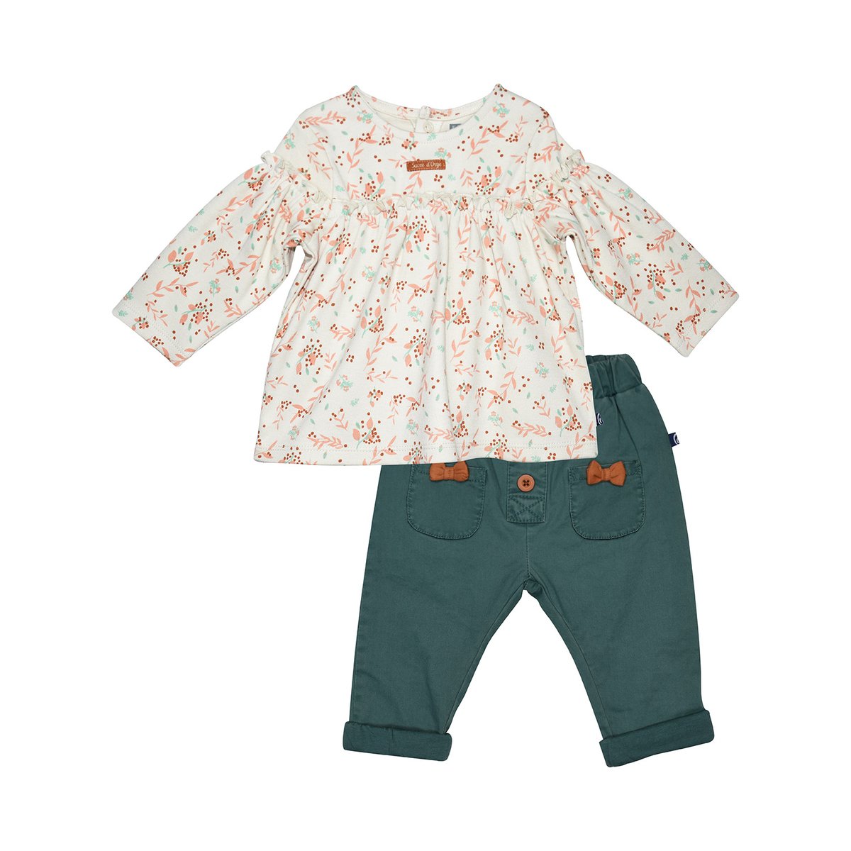 Tshirt pantalon ina maille bebe blanc, SUCRE D'ORGE