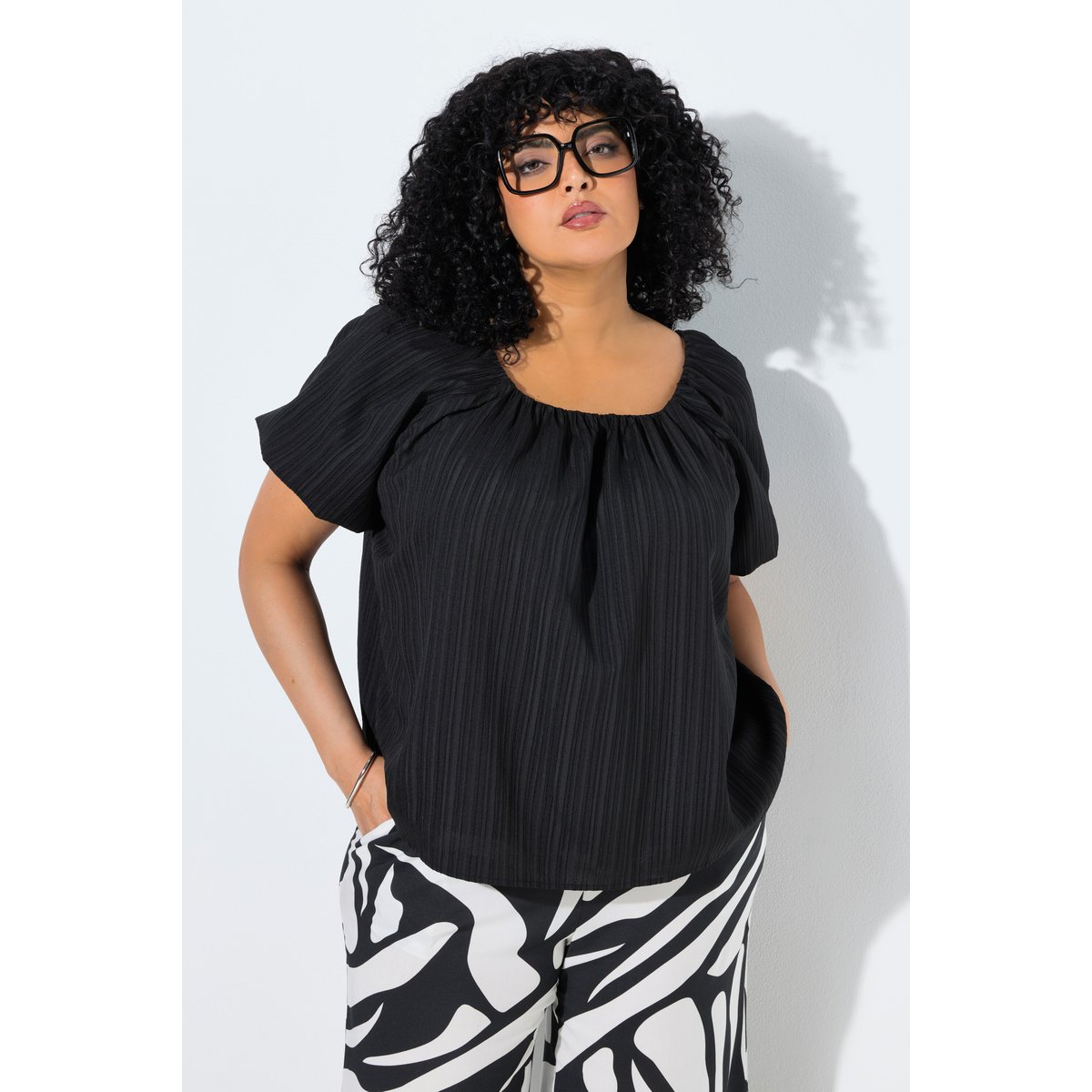 Blouse oversize doublée noir, ULLA POPKEN