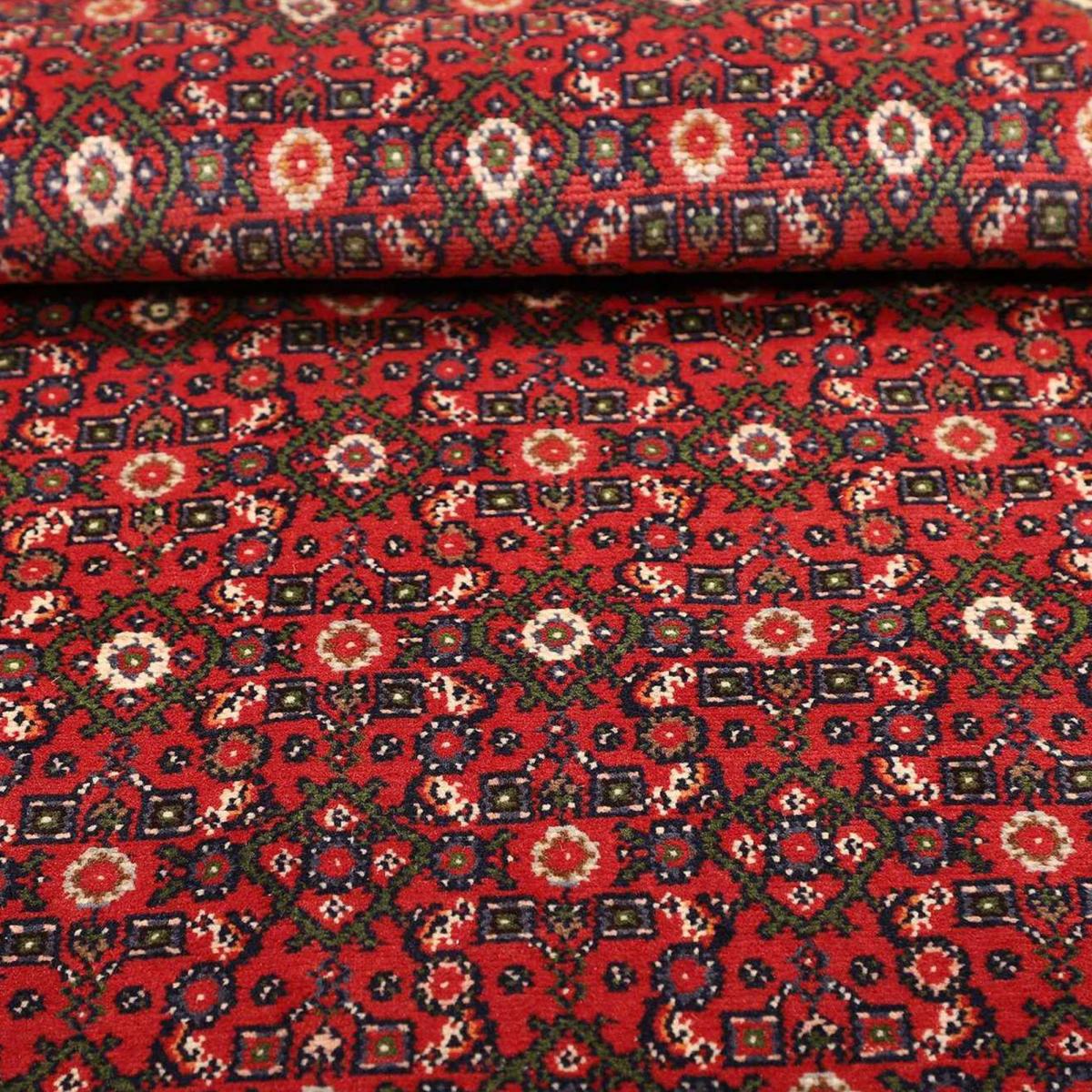 Tapis d'orient au motif oriental, noué main en laine, HAMADAN 43 rouge, bleu, crème, UN AMOUR DE TAPIS