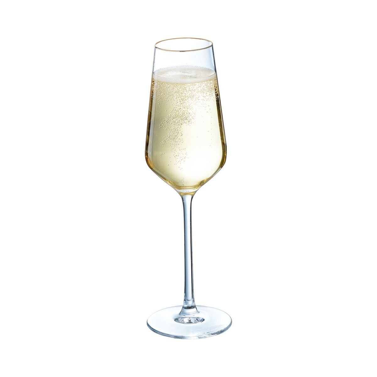 4 flûtes à champagne 23cl -ULTIME BORD OR transparent, CRISTAL D ARQUES