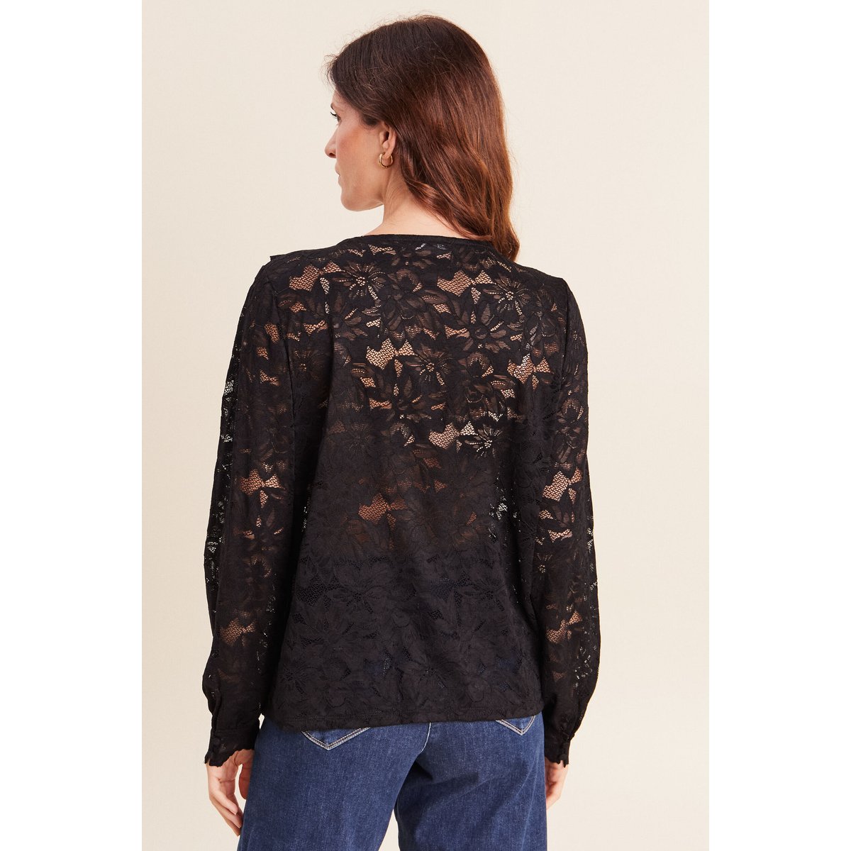 Blouse col rond manches longues noir, BREAL