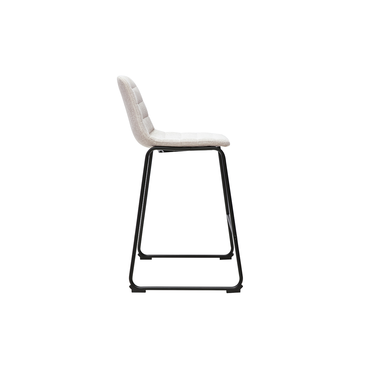 Tabourets de bar en tissu effet velours texturé beige et métal H64 cm (lot de 2) SAURY beige, MILIBOO
